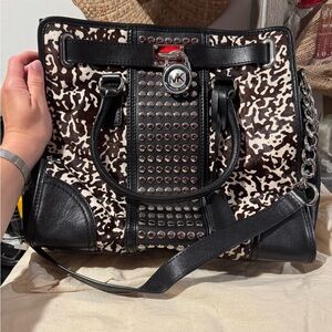 Michael Kors Calf Hair Studded Hamilton Bag